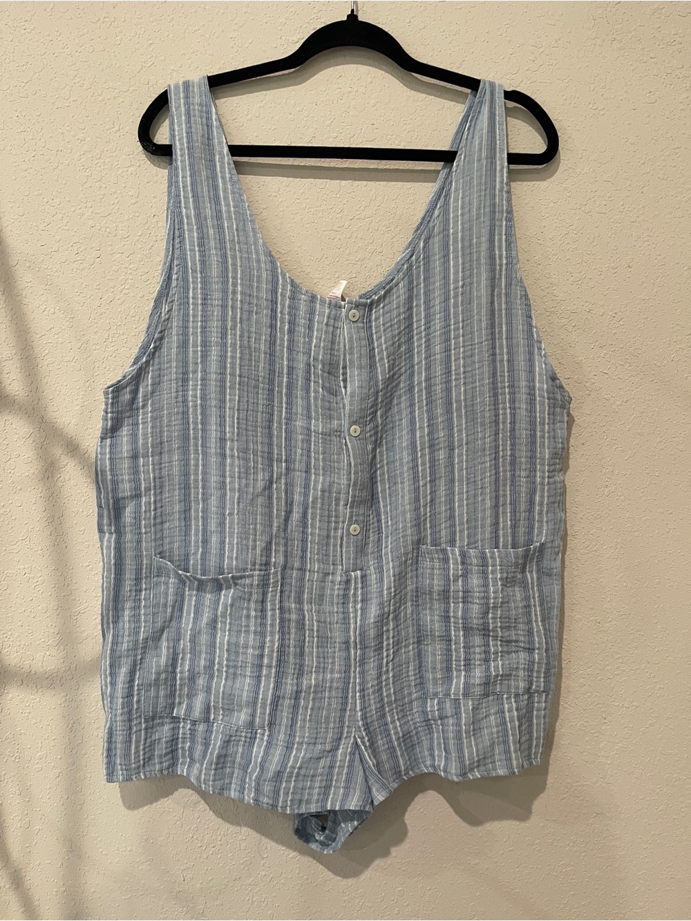 Light Blue Stripe Sleeveless Romper Size L